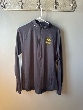 Under Armour Black Quarter-Zip Pullover with Iowa Hawkeye Logo